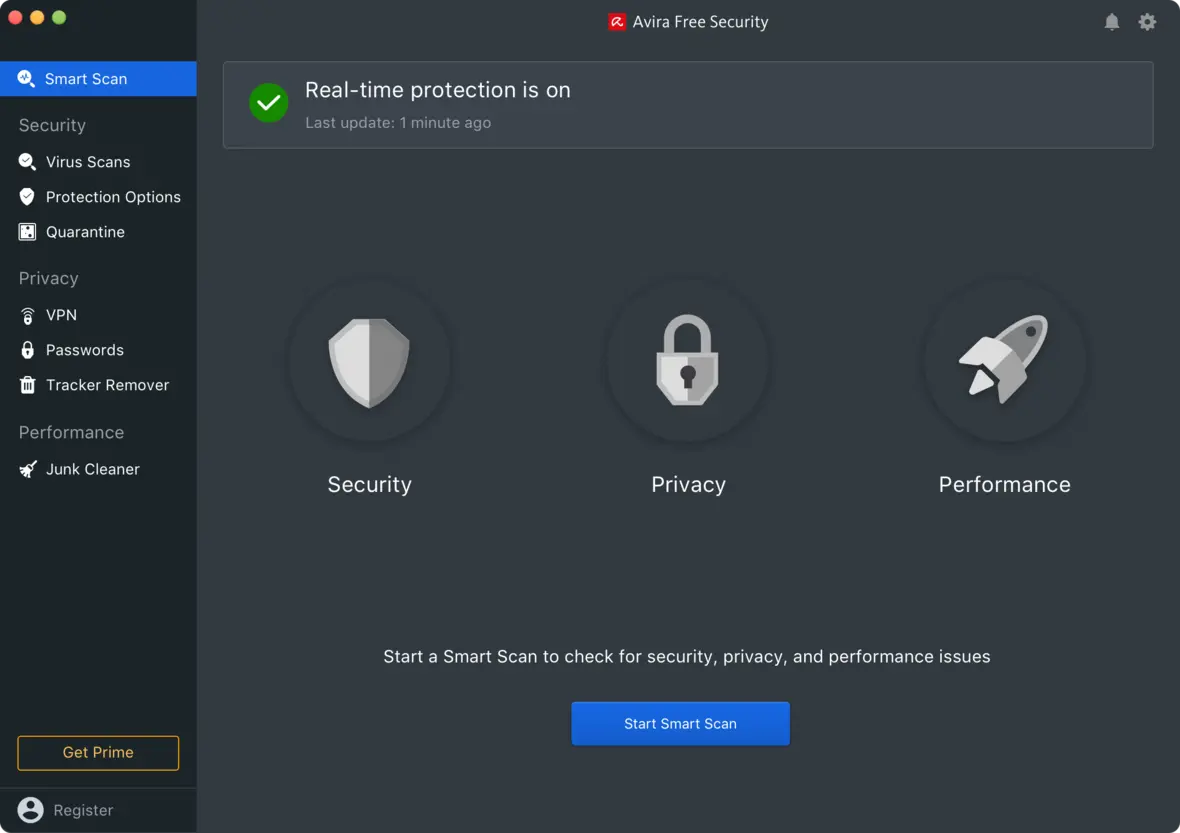 Okno programu Avira